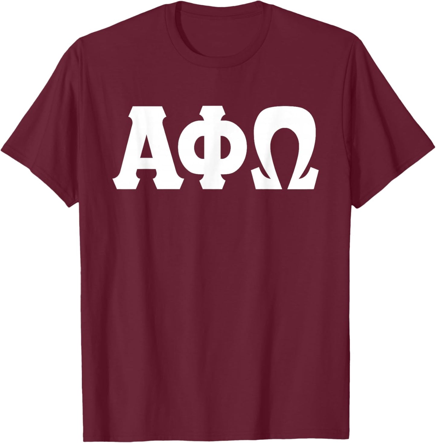 Licensed Alpha Phi Omega Classic Full Letter White T-Shirt - T-Shirt | Maroon