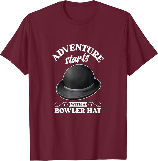 Bowler Hat T-Shirt - T-Shirt | Maroon