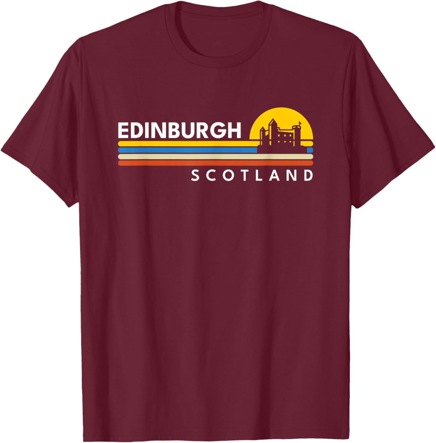 Edinburgh Scotland Castle Vintage Retro Souvenirs T-Shirt - T-Shirt | Maroon