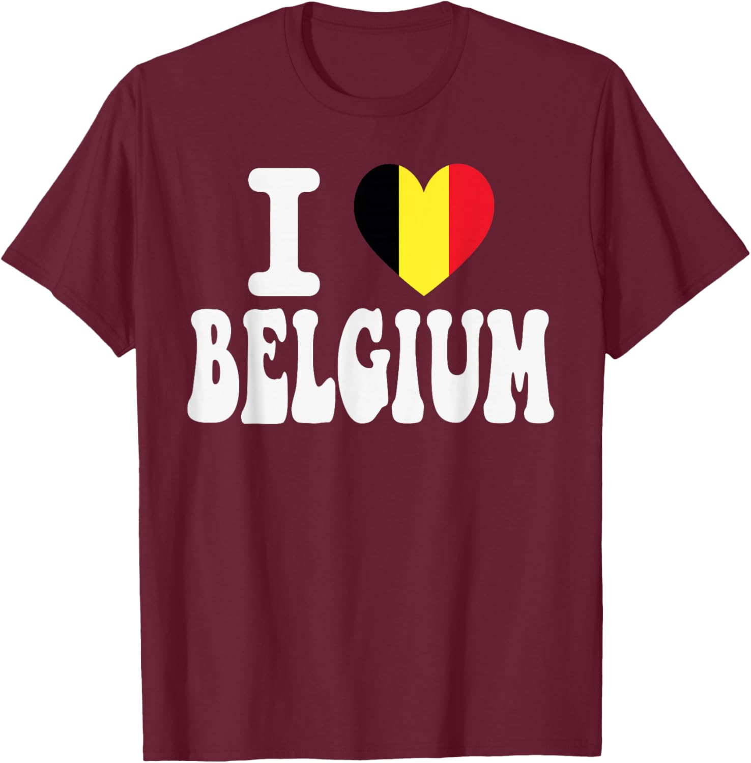 I Love Belgium Heart Flag Retro Travel Souvenir T-Shirt - T-Shirt | Maroon