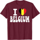 I Love Belgium Heart Flag Retro Travel Souvenir T-Shirt - T-Shirt | Maroon