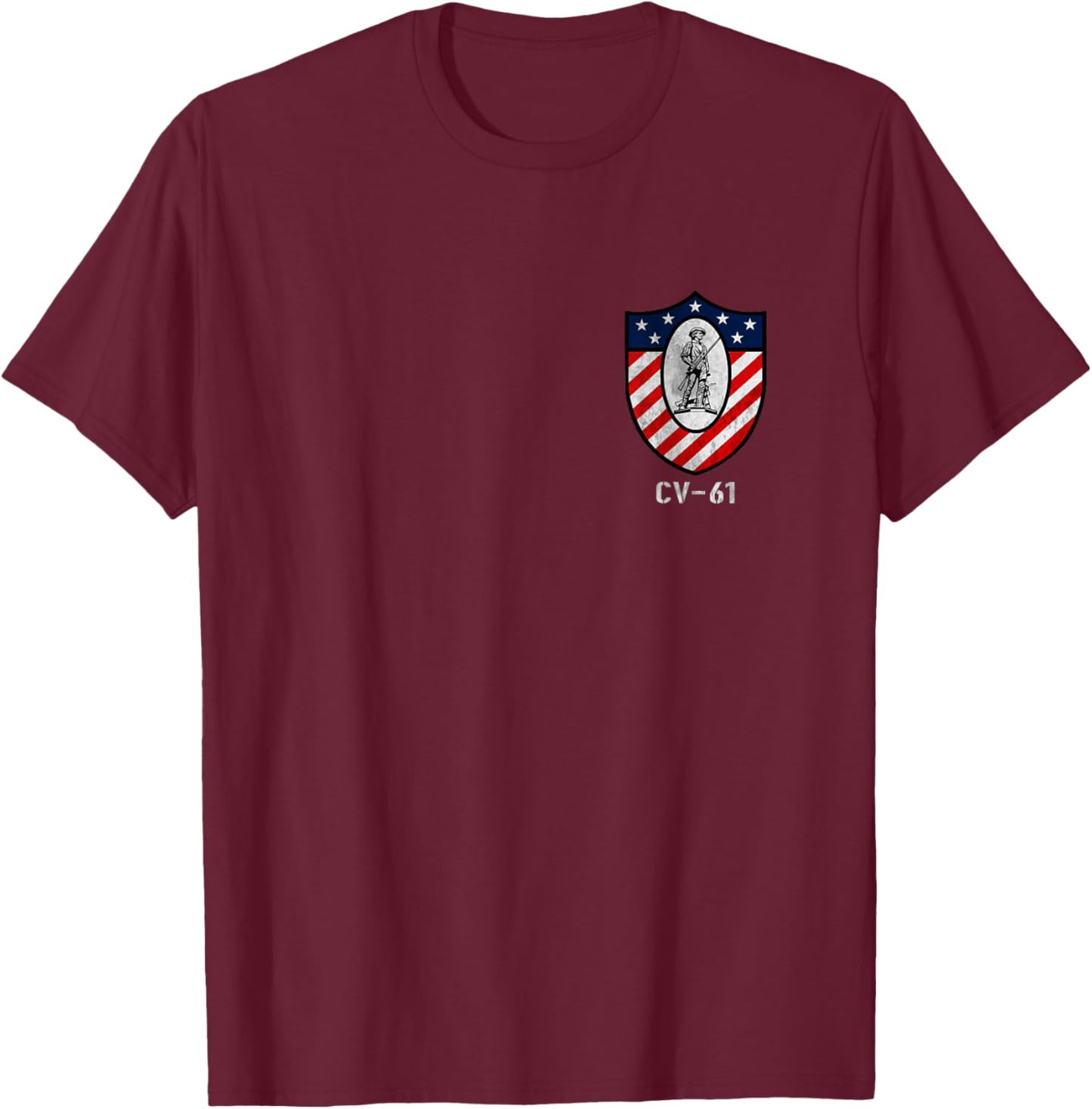USS Ranger CV-61 Logo Aircraft Carrier Sailor Veteran Papa T-Shirt - T-Shirt | Maroon