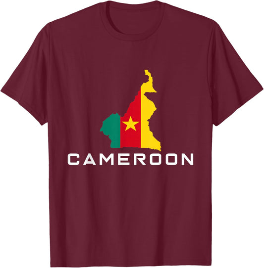 Drapeau du Cameroun Patriotique Africain pour Hommes, Femmes, Enfants camerounais T-Shirt - T-Shirt | Maroon