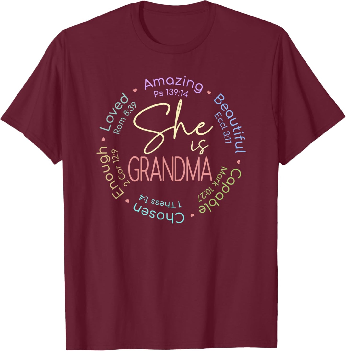 She Is Grandma Christian Bible Verse Gift T-Shirt - T-Shirt | Maroon
