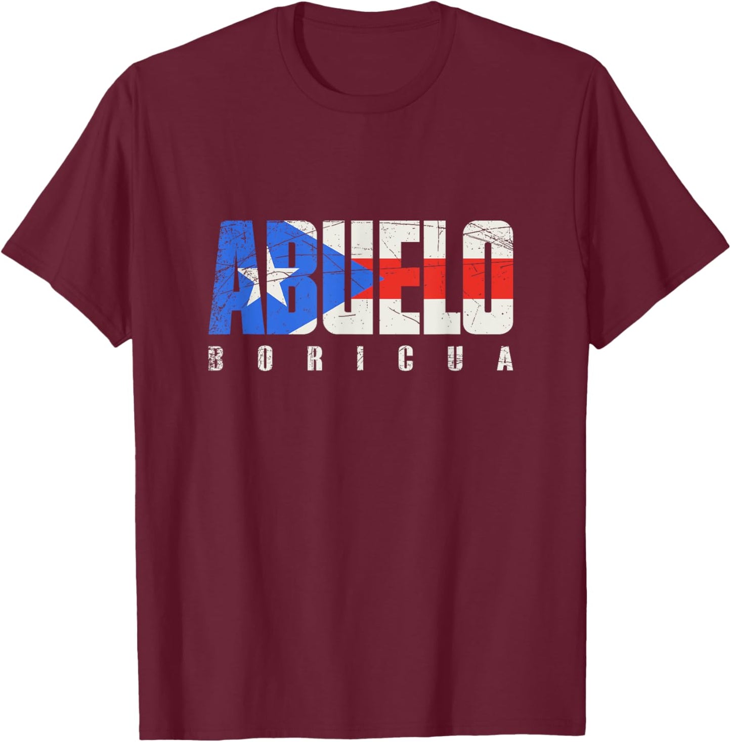 Puerto Rico Grandpa Abuelo Boricua, Puerto Rican Flag T-Shirt - T-Shirt | Maroon