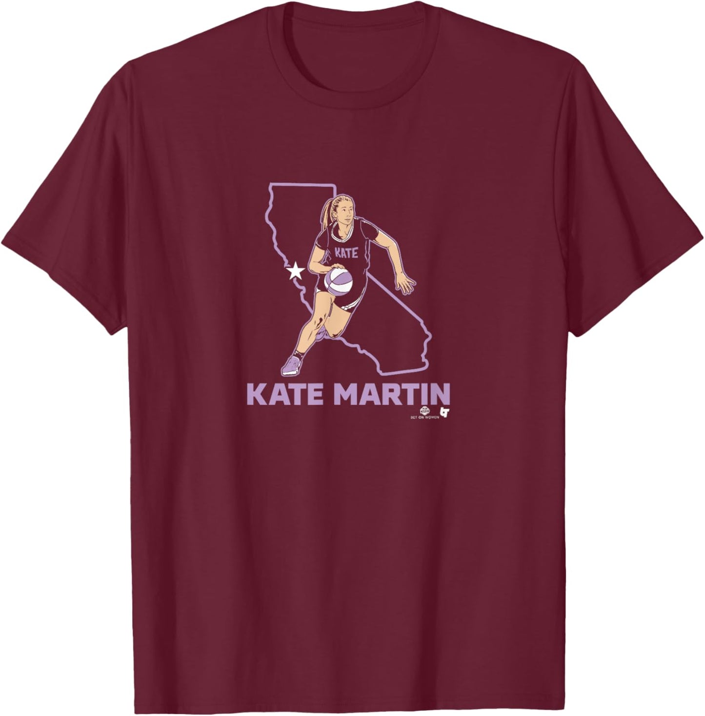 Kate Martin - State Star - Golden State Women's Basketball T-Shirt - T-Shirt | Maroon