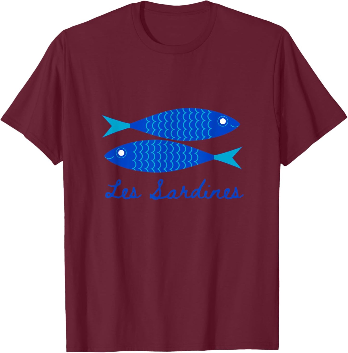 Les sardines fisherman aesthetic coastal sardine fish T-Shirt - T-Shirt | Maroon
