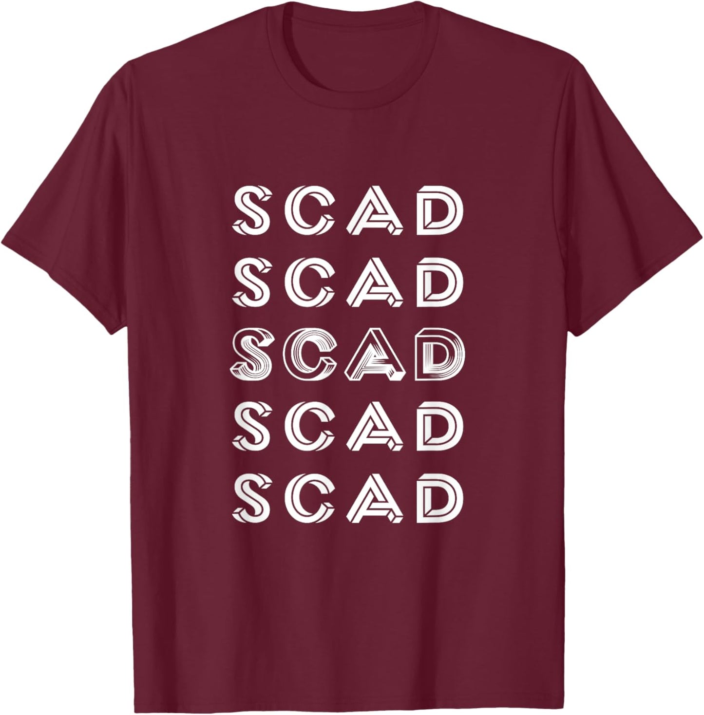 SCAD 3D M.C. Escher Style College T-Shirt - T-Shirt | Maroon