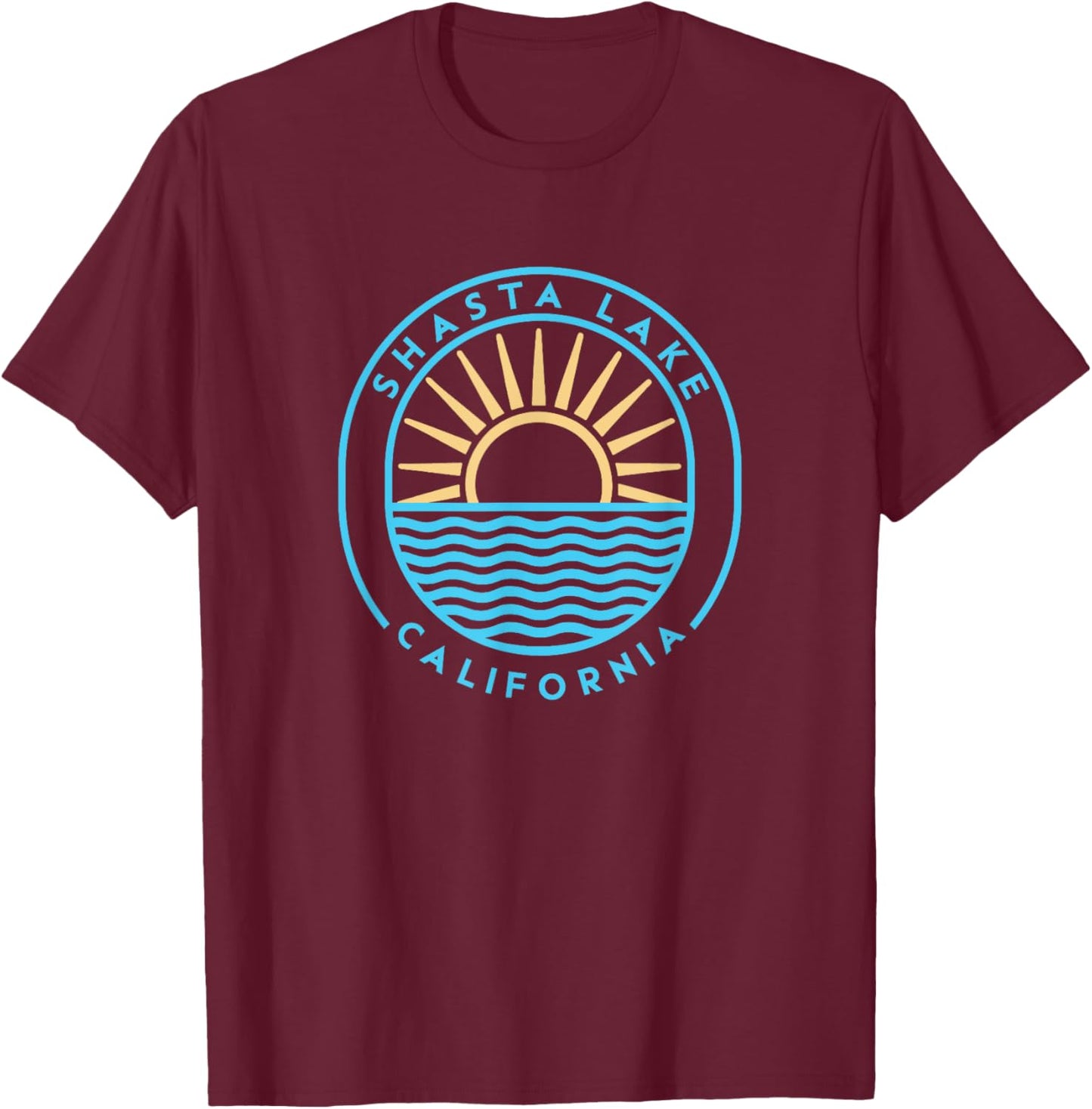 Shasta Lake California Outdoors Vintage T-Shirt - T-Shirt | Maroon