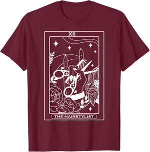 The Hairstylist Tarot Card Hairdresser Salon Hair Stylist T-Shirt - T-Shirt | Maroon