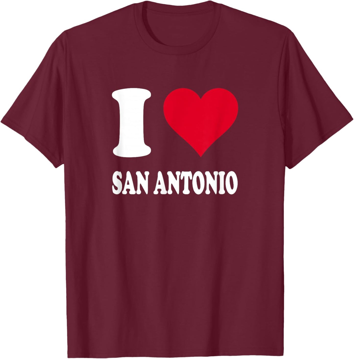 Red Heart I Love San Antonio T-Shirt - T-Shirt | Maroon