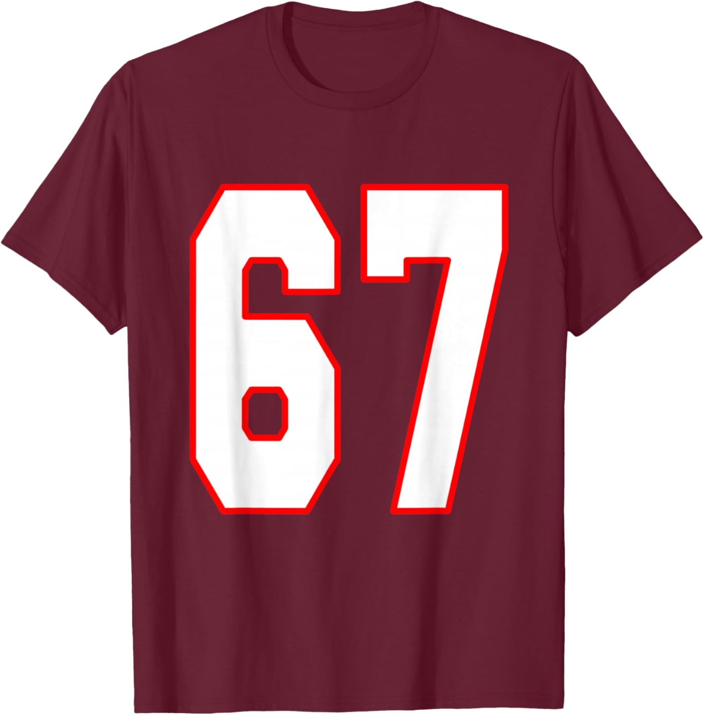 Number 67 American Football T-Shirt - T-Shirt | Maroon