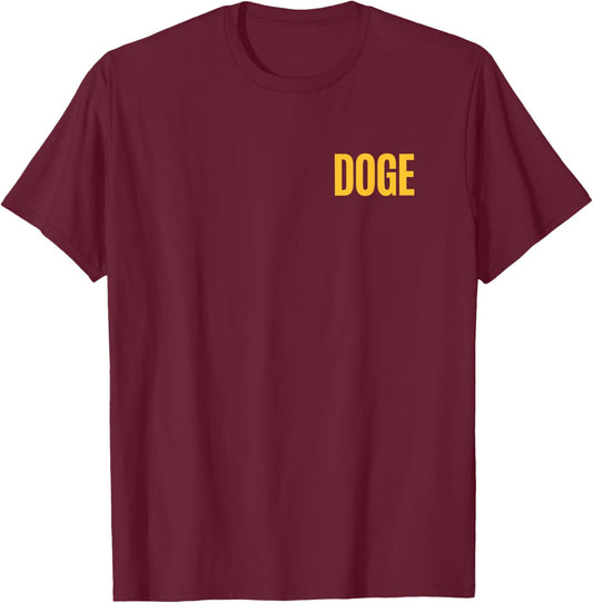 2-sided DOGE Department of Government Efficiency Front Back T-Shirt - T-Shirt | Maroon