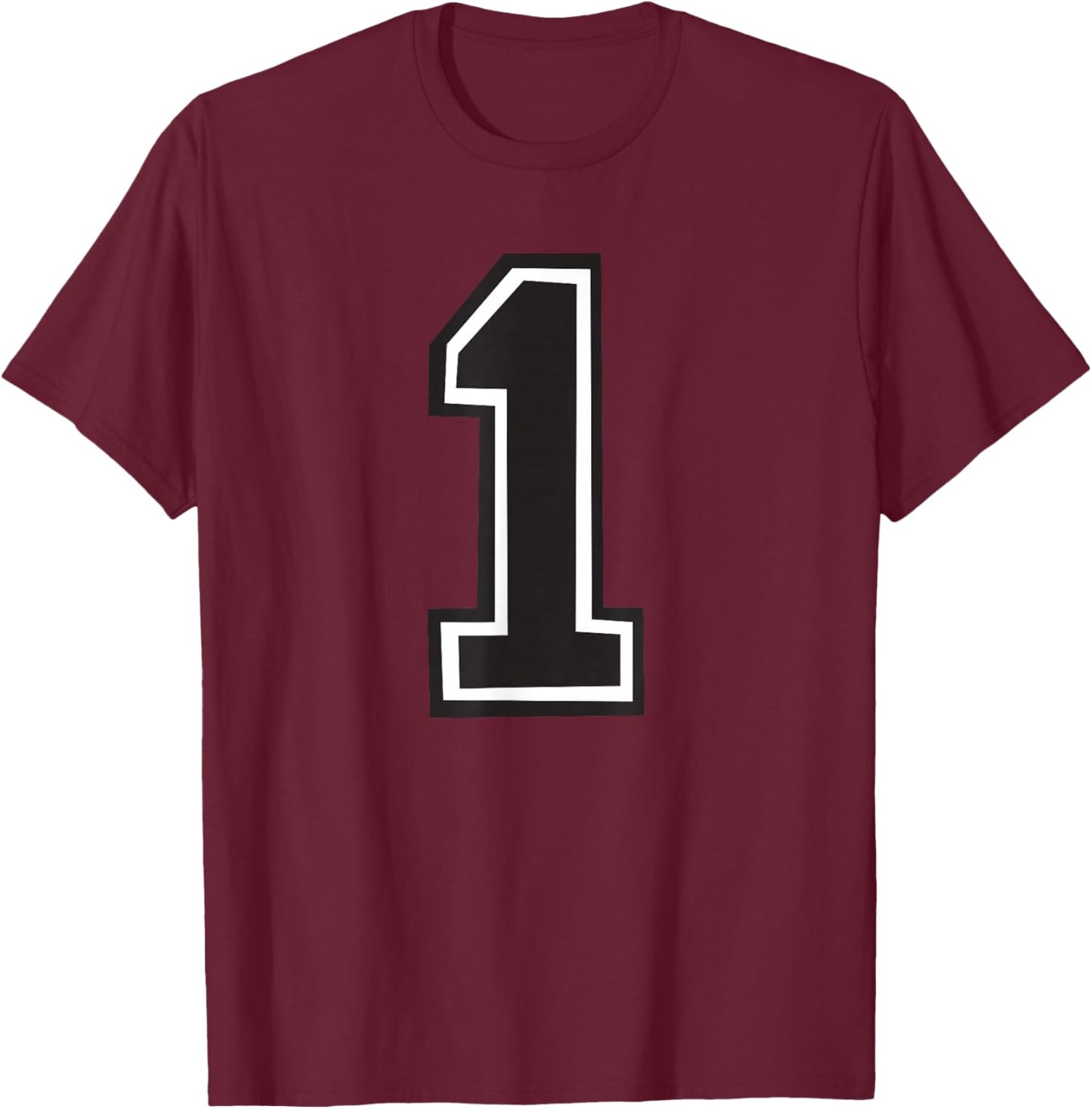 Number 1 Birthday Varsity Sports Team Yellow Shirt T-Shirt - T-Shirt | Maroon