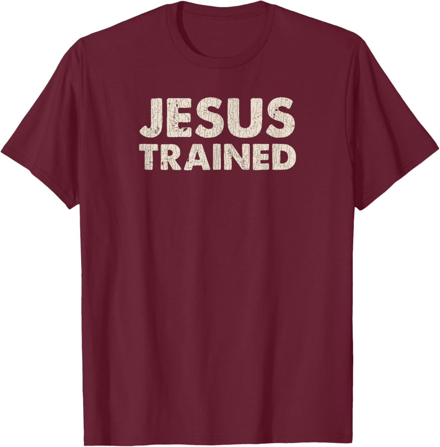 Vintage Retro Jesus Trained Wrestling T-Shirt - T-Shirt | Maroon