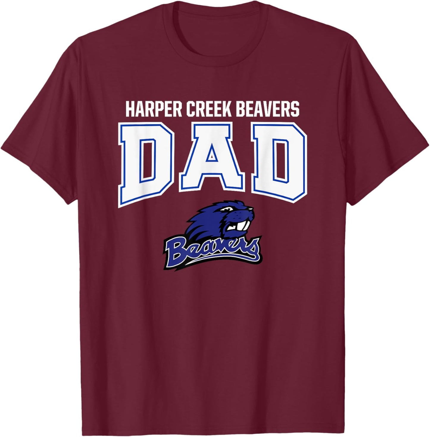 Harper Creek Beavers Logo Dad HS T-Shirt - T-Shirt | Maroon