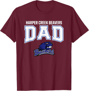 Harper Creek Beavers Logo Dad HS T-Shirt - T-Shirt | Maroon