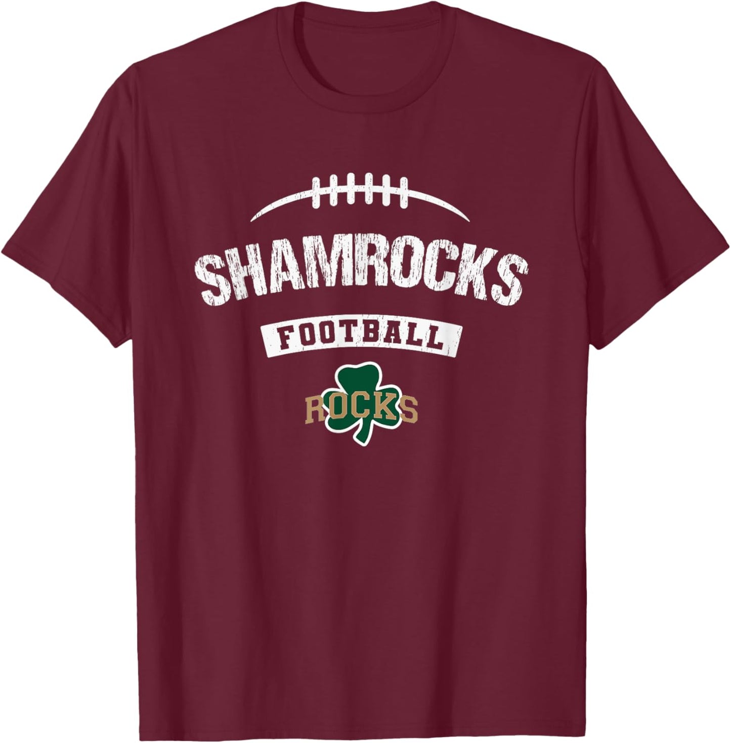 Westfield Shamrocks Logo Football Distressed HS T-Shirt - T-Shirt | Maroon