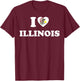 I Love Illinois Shirt I Heart Illinois Flag T-Shirt - T-Shirt | Maroon