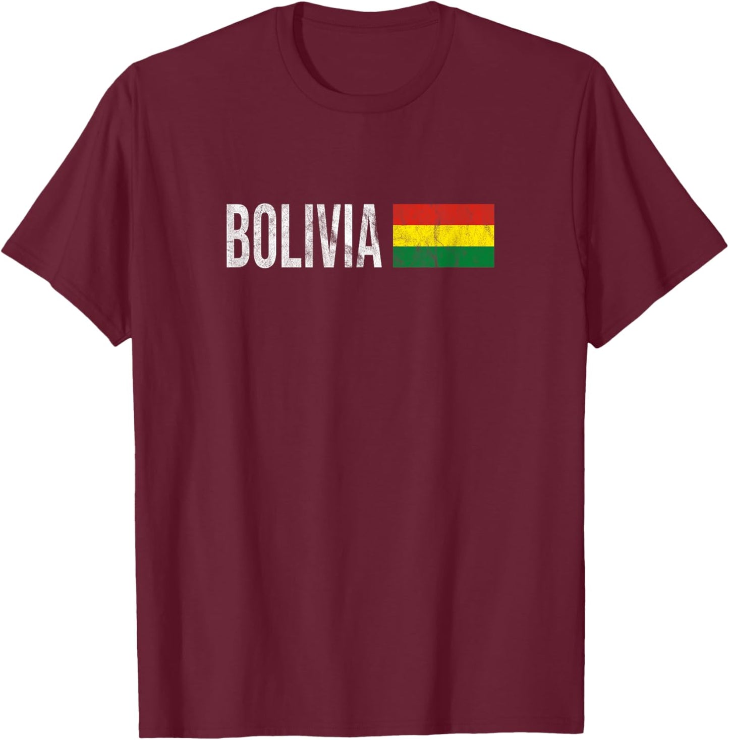 Bolivian Flag Souvenir - Retro Bolivia Design T-Shirt - T-Shirt | Maroon