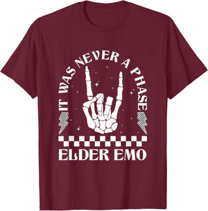 Vintage Elder Emo Club It was Never A Phase Goth Emo Music T-Shirt - T-Shirt | Maroon