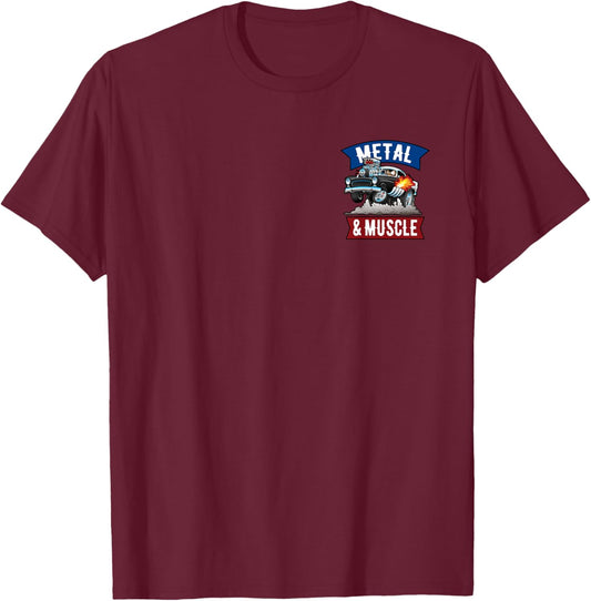 Muscle Cars Classic Cars Hotrods Main Street USA Cartoon T-Shirt - T-Shirt | Maroon