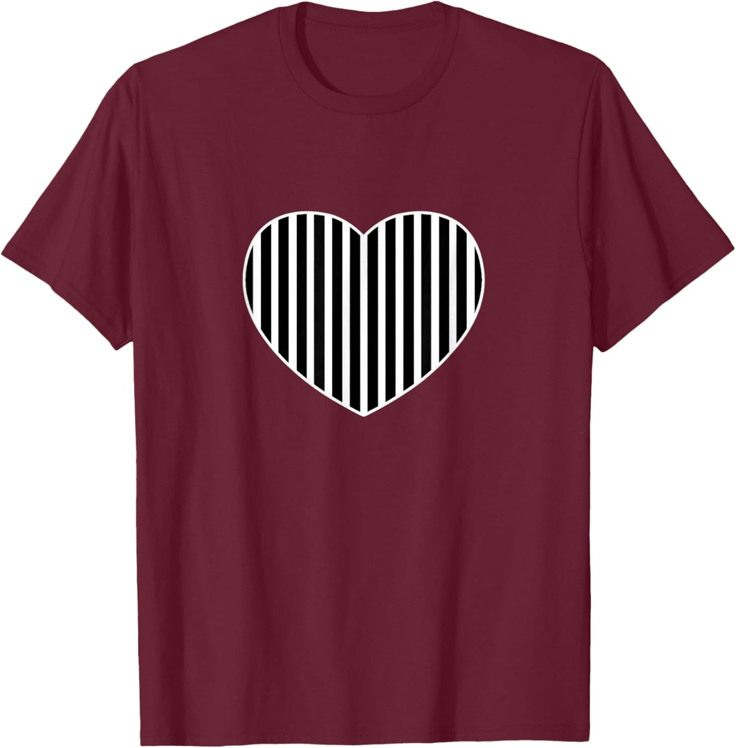 Black and White Striped Pattern Vertical Lines Minimalist T-Shirt - T-Shirt | Maroon