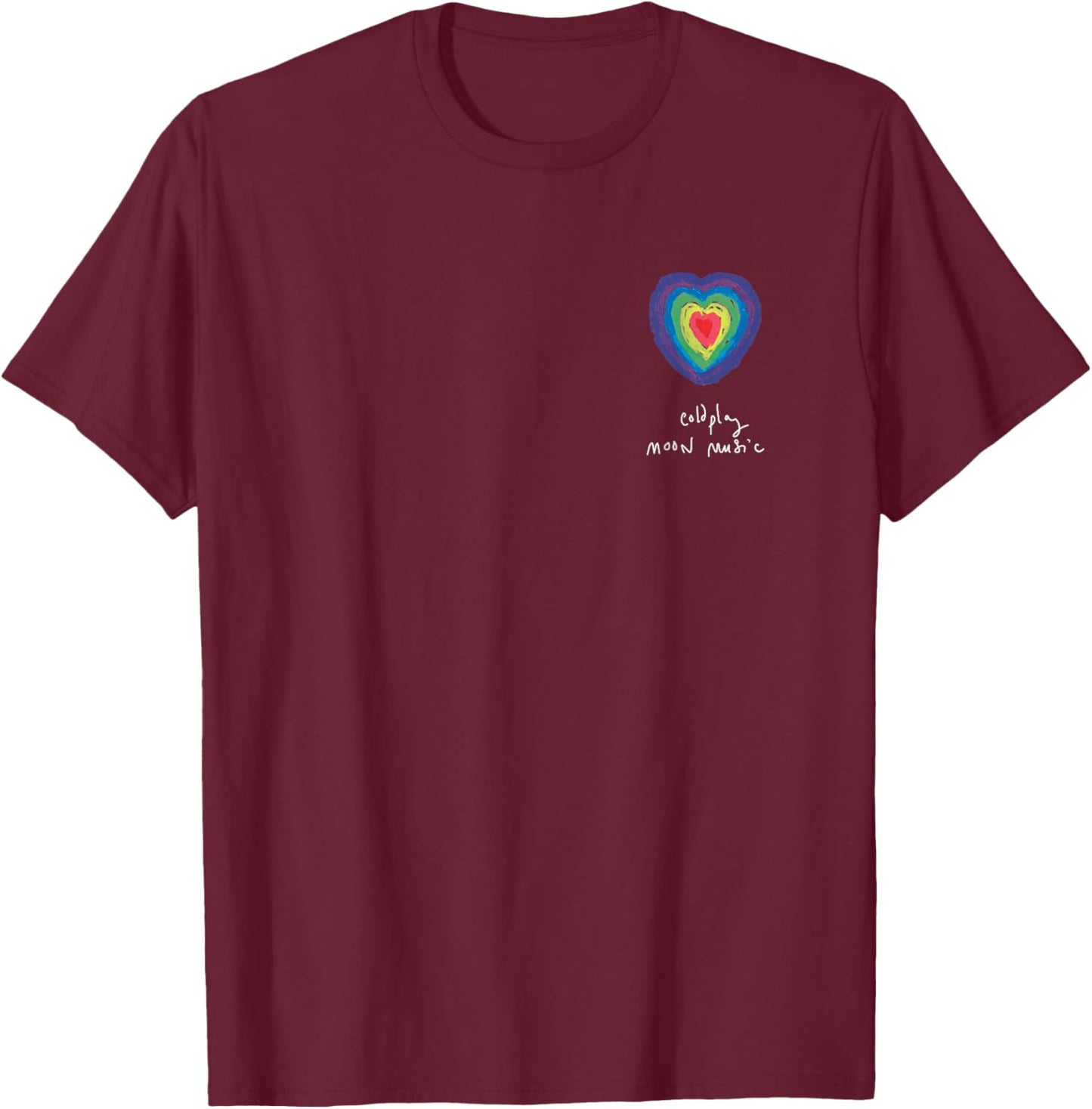 Coldplay Moon Music Heart Amazon Exclusive T-Shirt - T-Shirt | Maroon