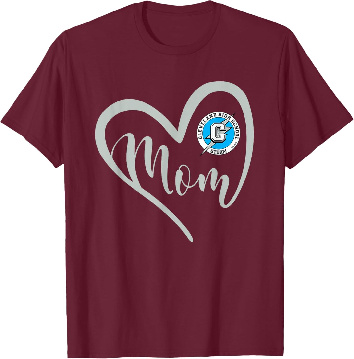 Cleveland Storm Logo Heart Mom HS T-Shirt - T-Shirt | Maroon
