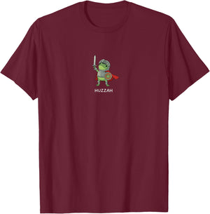 Funny Renaissance Frog with Sword Huzzah Goblincore T-Shirt - T-Shirt | Maroon