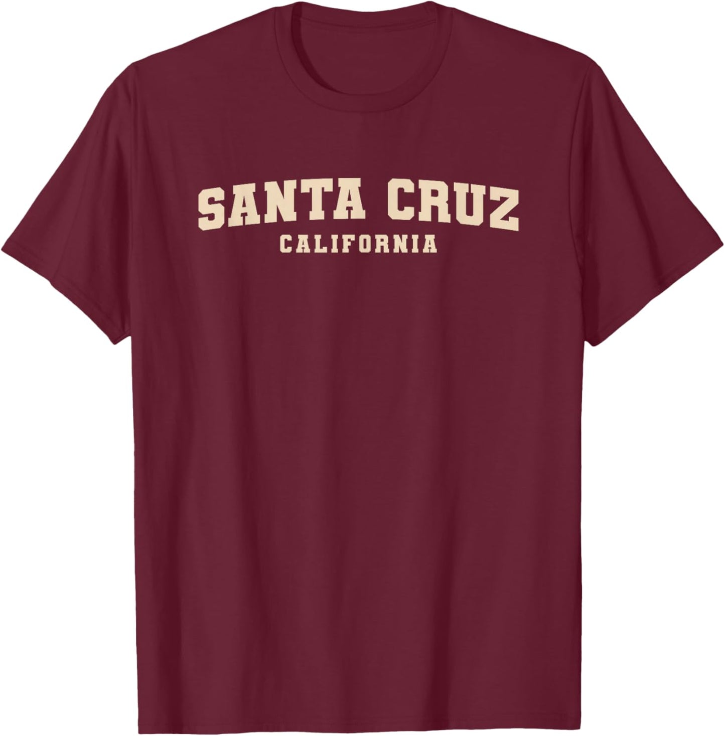 Retro Vintage Surfing & Skateboard Graphic Design Santa Cruz T-Shirt - T-Shirt | Maroon
