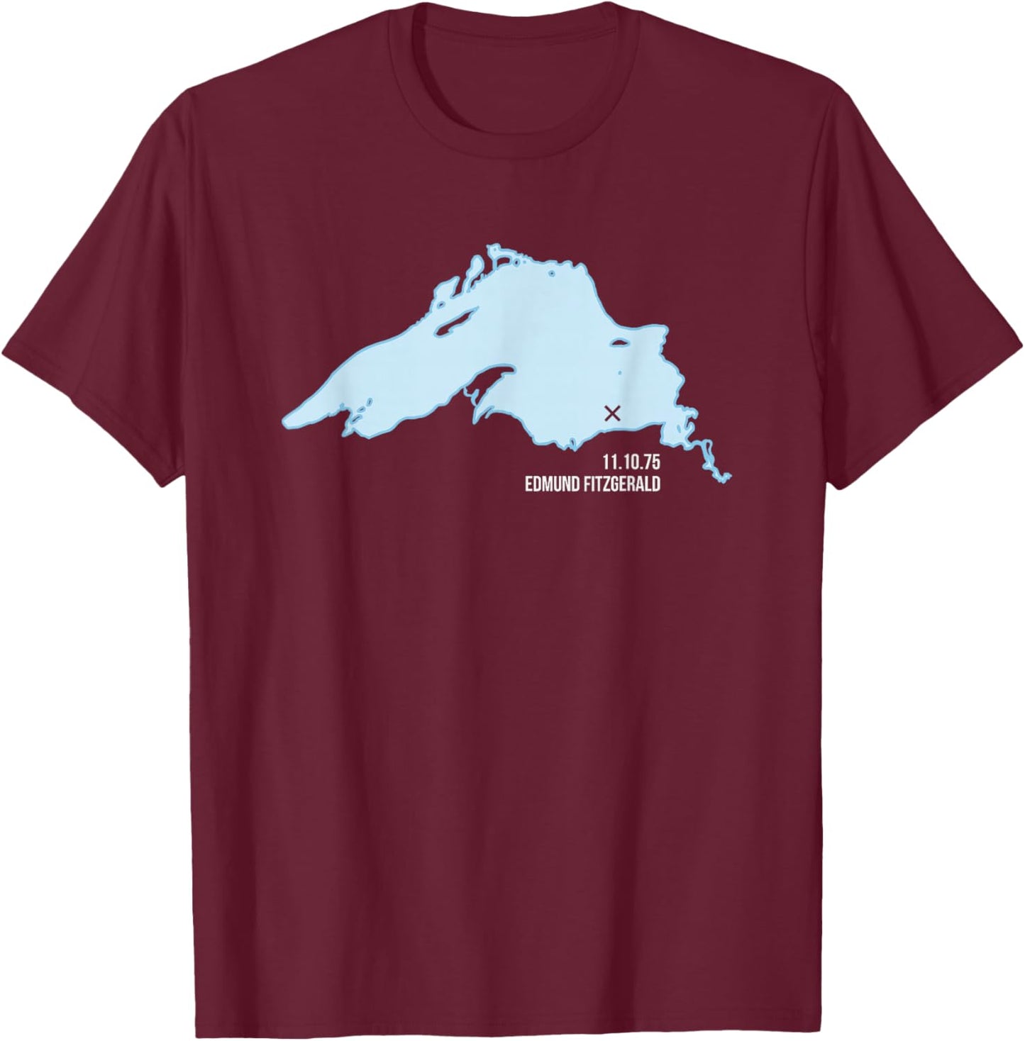 Edmund Fitzgerald Lake Superior Great Lakes Shipwreck T-Shirt - T-Shirt | Maroon