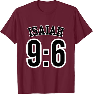 Isaiah 9:6 Sports Jersey Christian Scripture Verse Design T-Shirt - T-Shirt | Maroon