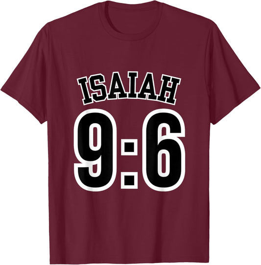 Isaiah 9:6 Sports Jersey Christian Scripture Verse Design T-Shirt - T-Shirt | Maroon