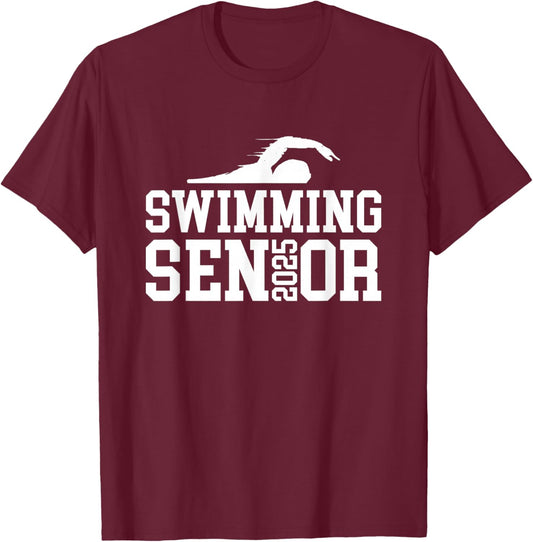 Class of 2025 Swimming Senior Night T-Shirt - T-Shirt | Maroon