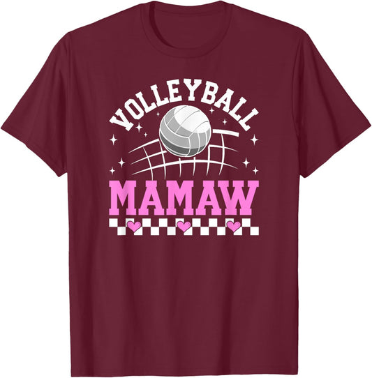 Volleyball Mamaw Of A Volleyball Player Mamaw T-Shirt - T-Shirt | Maroon