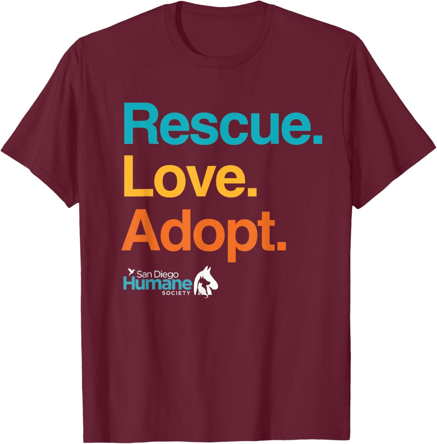 Rescue Love Adopt T-Shirt - T-Shirt | Maroon