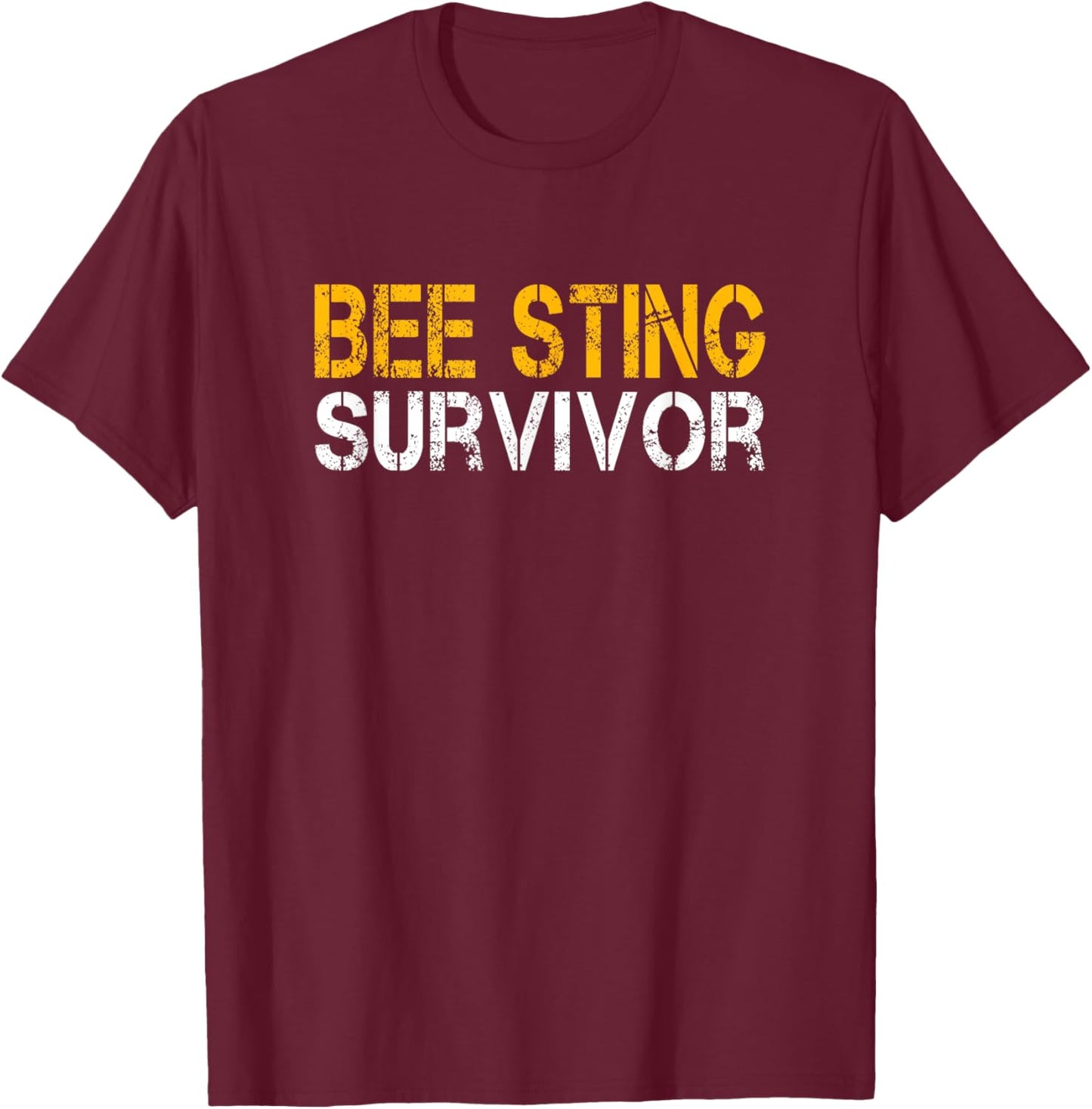 Funny Bee Sting Survivor Kids Bee Keeper Get Well T-Shirt - T-Shirt | Maroon