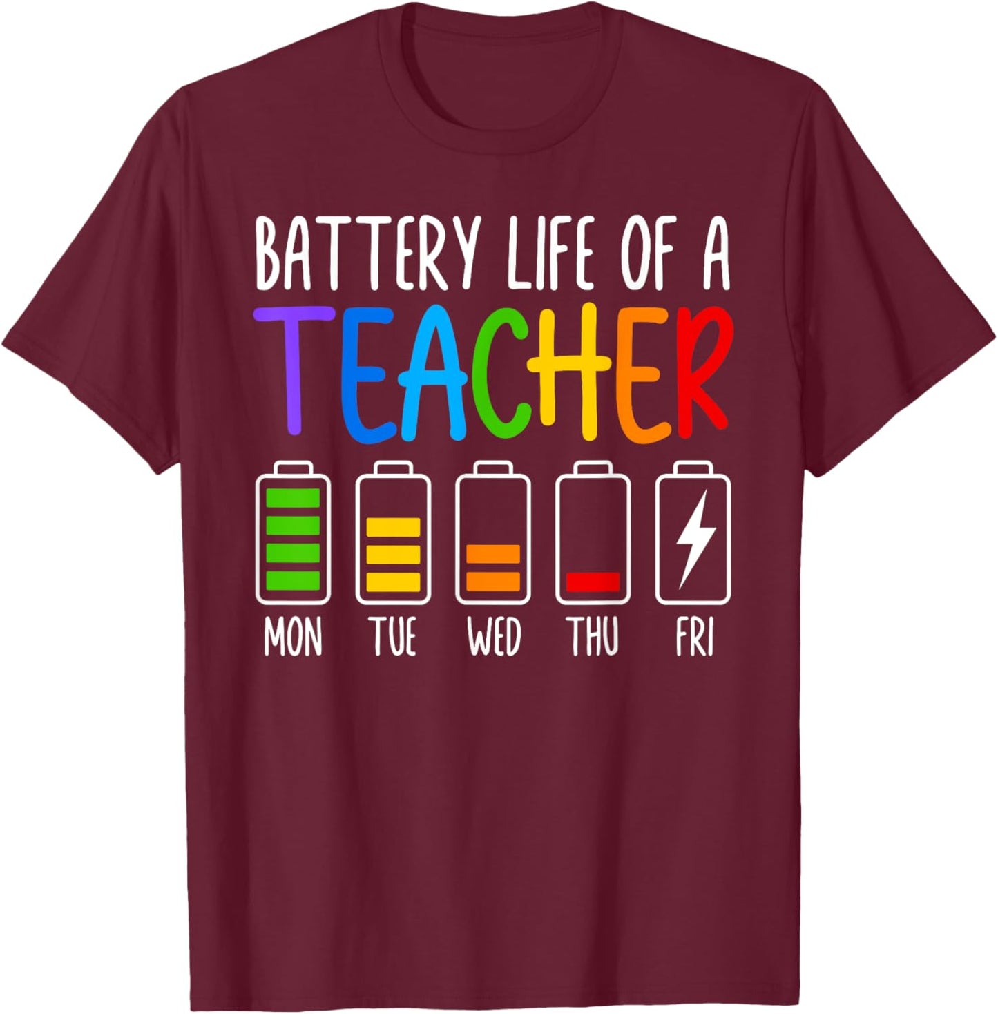 Battery Life Of A Teacher Funny School Teacher Appreciation Women T-Shirt - T-Shirt | Maroon
