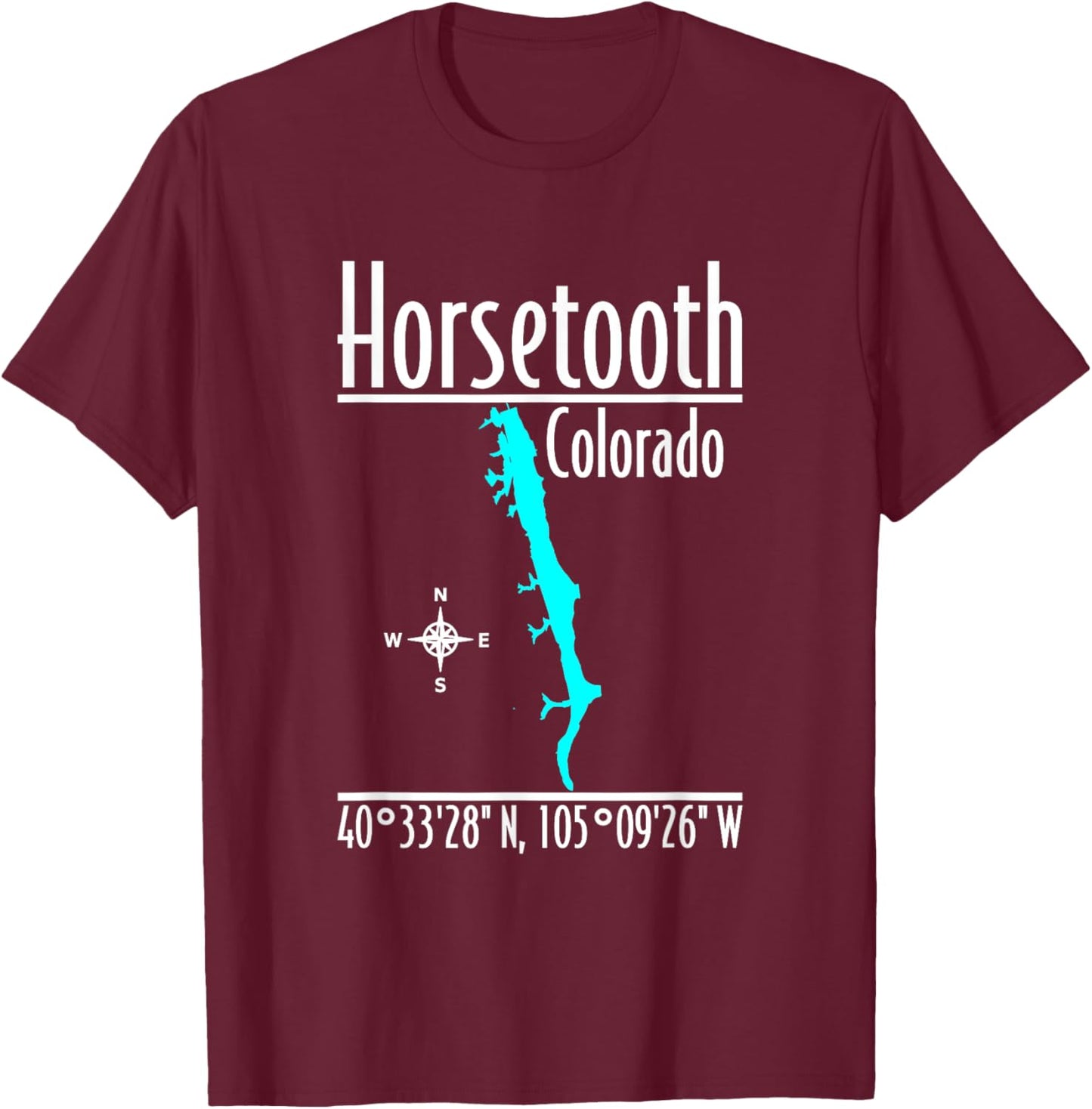 Modern Horsetooth Reservoir - Colorado T-Shirt - T-Shirt | Maroon
