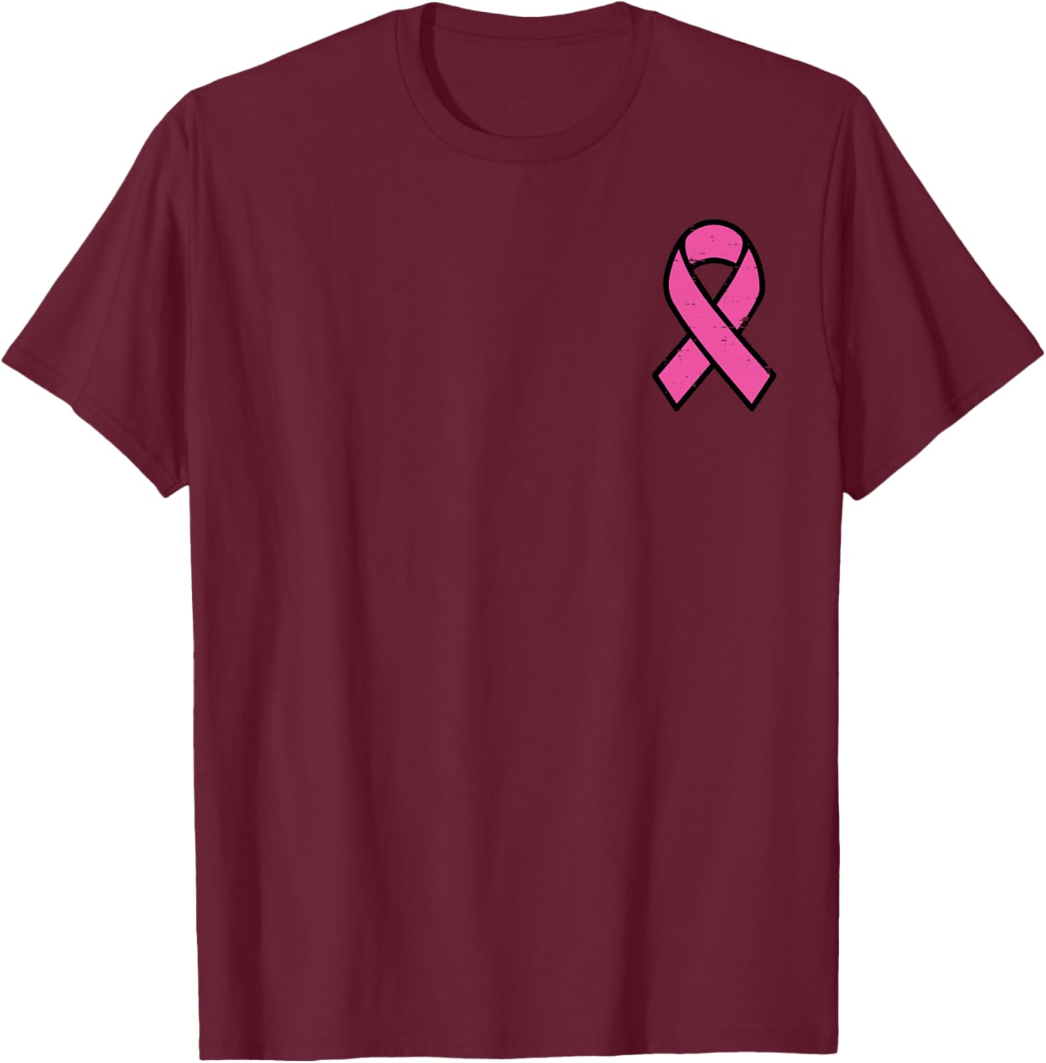 Breast Cancer Pink Ribbon Pocket Awareness Women Men Kids T-Shirt - T-Shirt | Maroon