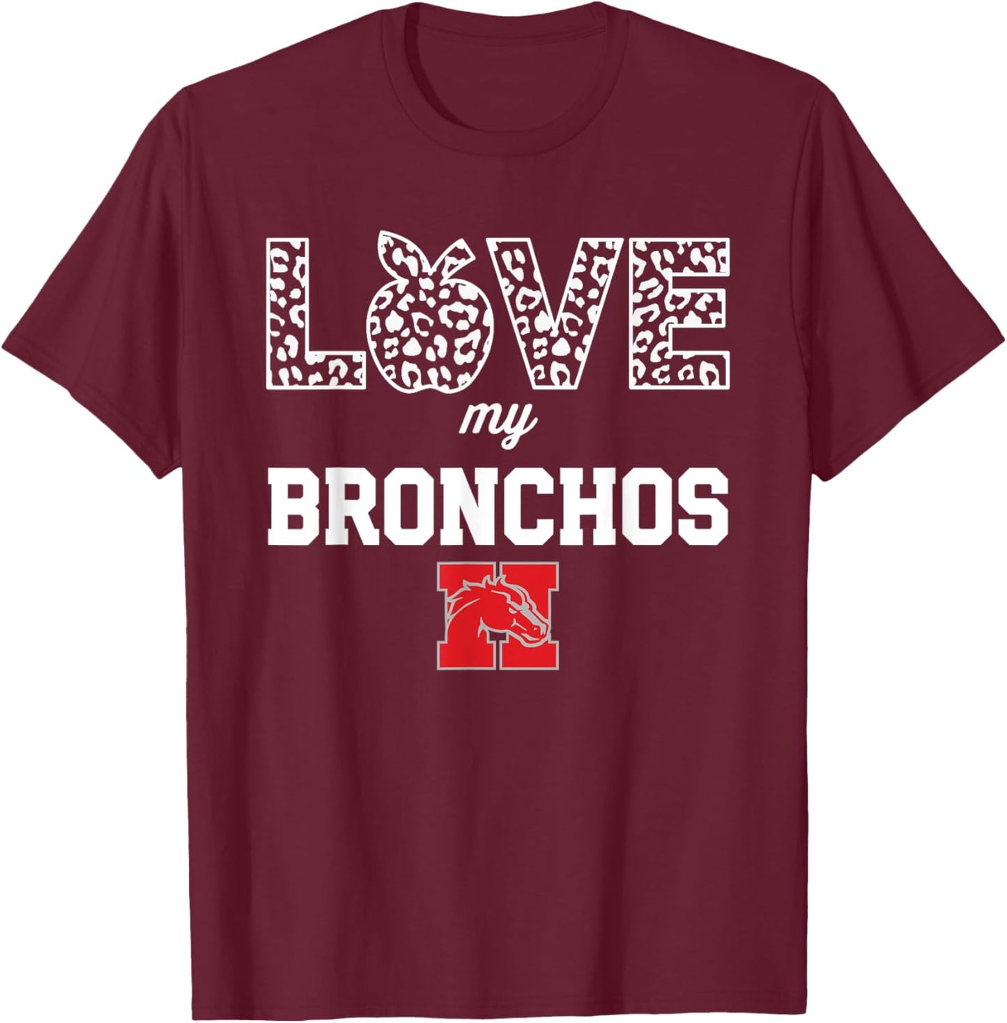 Holly Bronchos Logo Love My Team HS T-Shirt - T-Shirt | Maroon