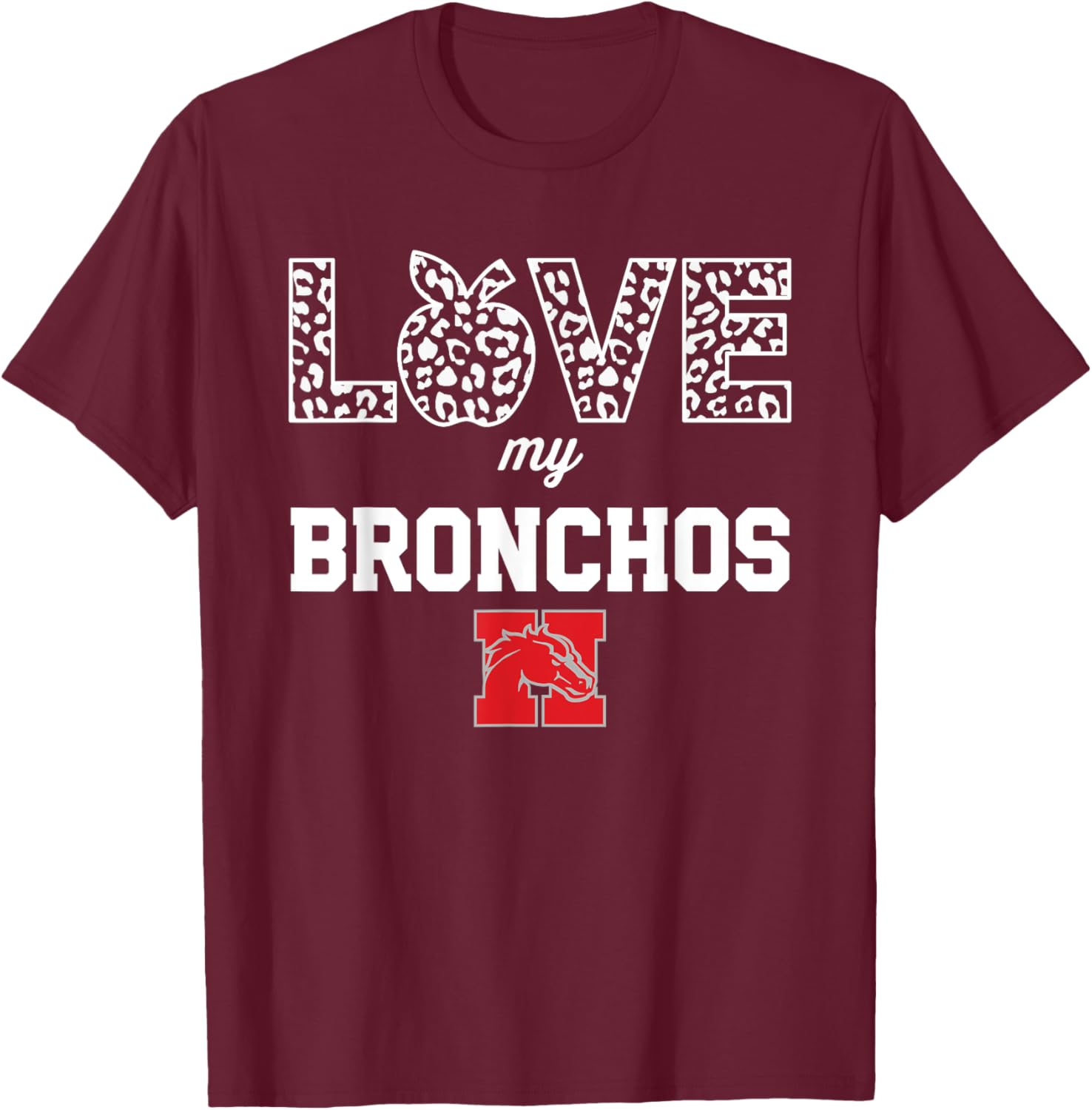 Holly Bronchos Logo Love My Team HS T-Shirt - T-Shirt | Maroon