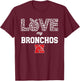 Holly Bronchos Logo Love My Team HS T-Shirt - T-Shirt | Maroon