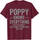 Poppy Knows Everything Funny Humor T-Shirt - T-Shirt | Maroon