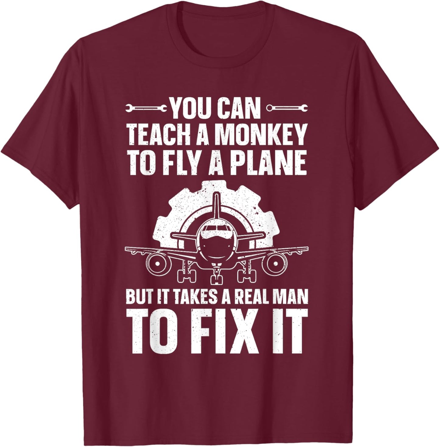Funny Aircraft Mechanic Art Boys Aircraft Technician T-Shirt - T-Shirt | Maroon