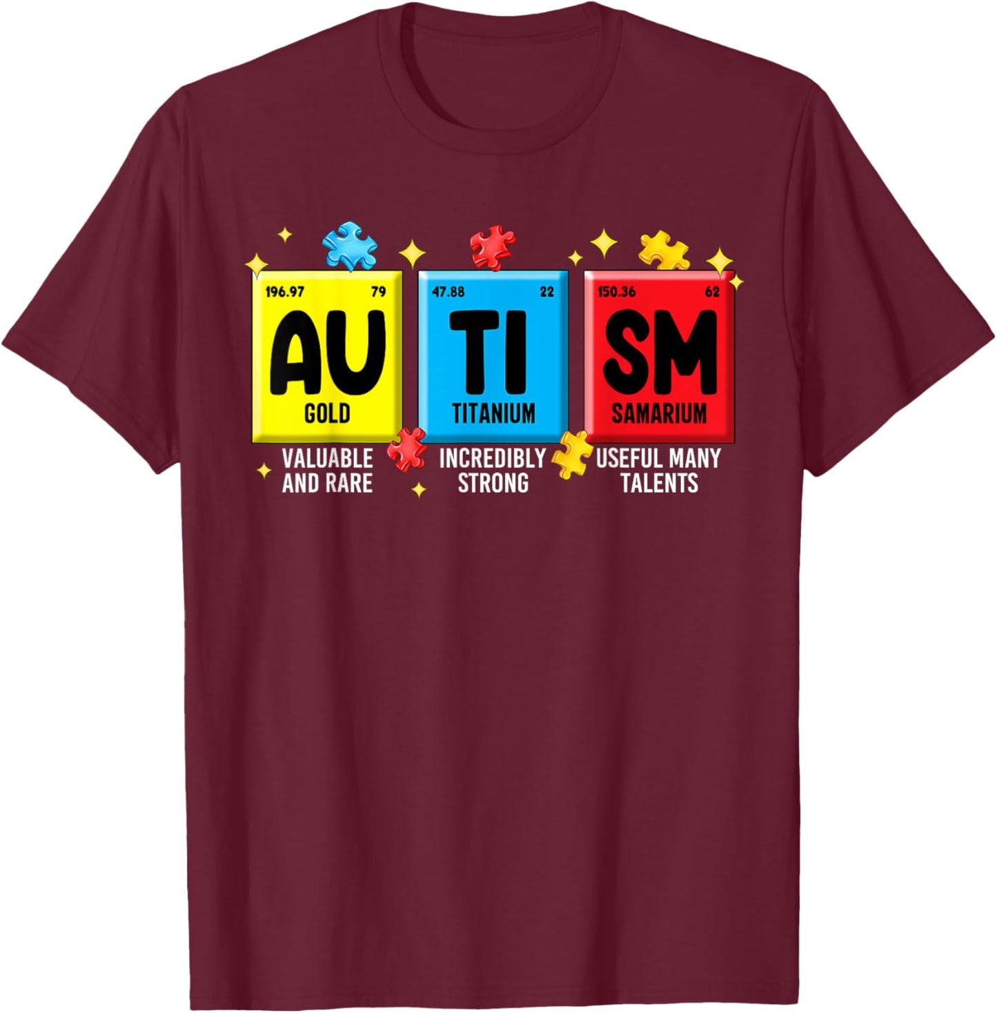 Autism Elements Periodic Table Awareness ASD Men Women Kids T-Shirt - T-Shirt | Maroon