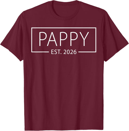 Promoted to Pappy Est 2026 Expect Baby 2026 T-Shirt - T-Shirt | Maroon
