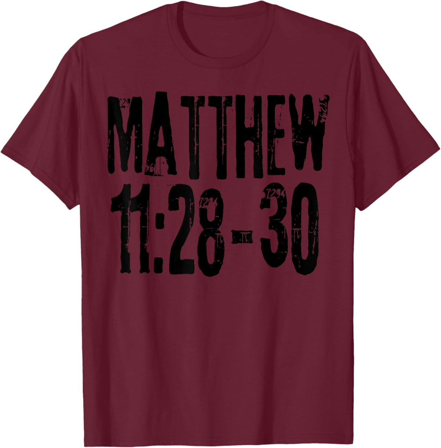 Matthew 11:28-30 Bible Verse Gods Words T-Shirt - T-Shirt | Maroon