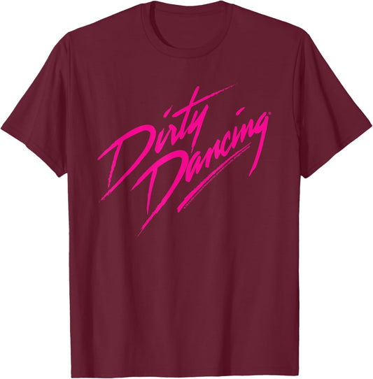 Dirty Dancing Classic Hot Pink Text Movie Logo T-Shirt - T-Shirt | Maroon